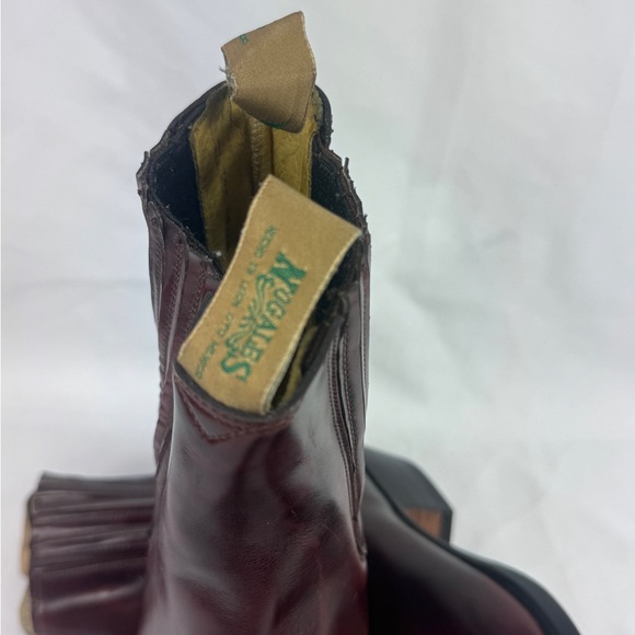 VTG Nogales Chelsea Stacked Heel Ankle Cowboy Boot Handmade Mexico Burgundy 11.5 main image 9